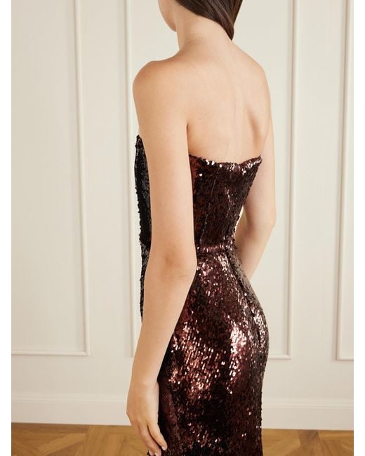 Alex Perry Brown Sequin-Embellished Gown