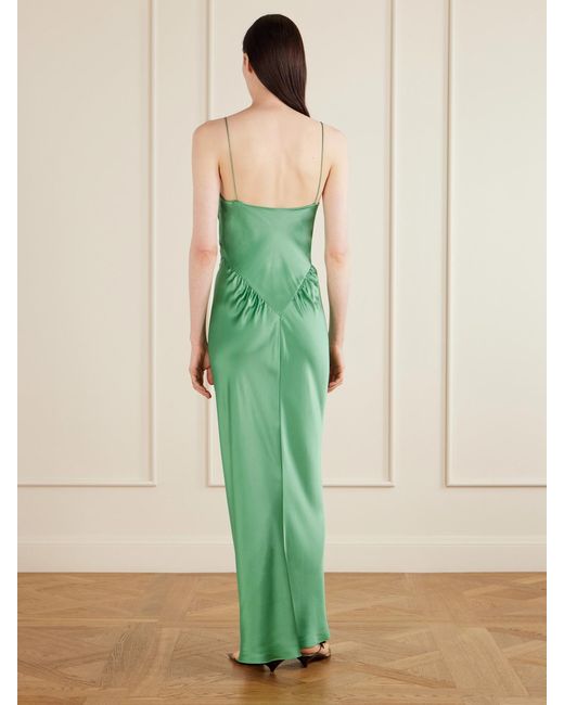 Aflalo Green Aire Silk-Satin Maxi Dress