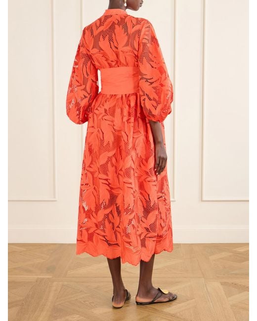 Erdem Bow-Detailed Embroidered Poplin And Lace Midi Dress