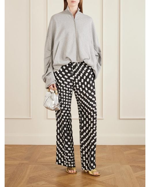 Dries Van Noten White Puvis Polka-Dot Satin Straight-Leg Pants