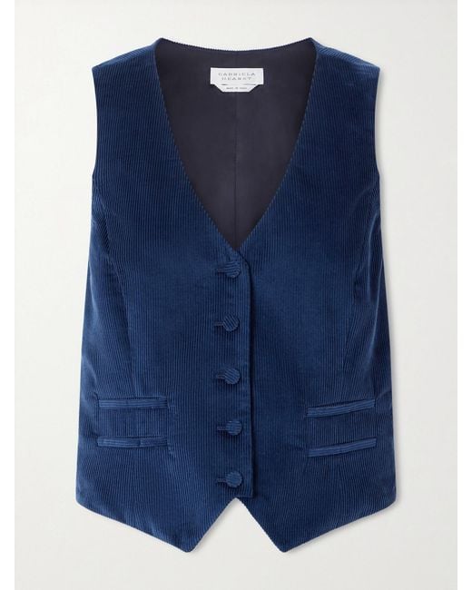 Gabriela Hearst Blue Coleridge Cotton-Corduroy Vest