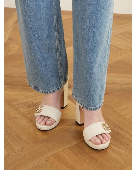 Gucci Natural Embellished Leather Platform Sandals