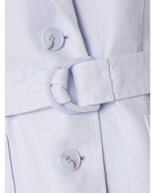 Zimmermann Purple Luna Belted Topstitched Linen Blazer