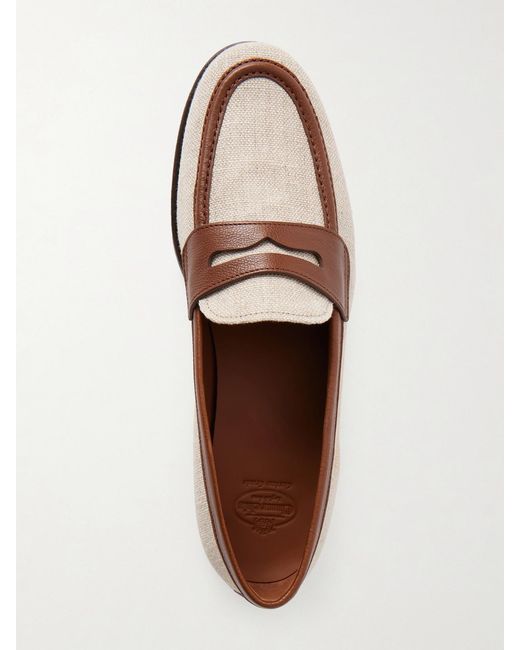 Church's Natural Heswall 2 Leather-Trimmed Canvas Penny Loafers