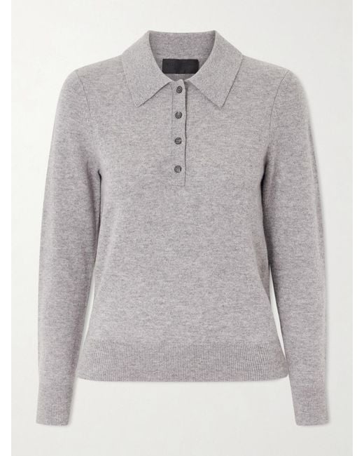 Nili Lotan Gray Prescott Cashmere Polo Shirt