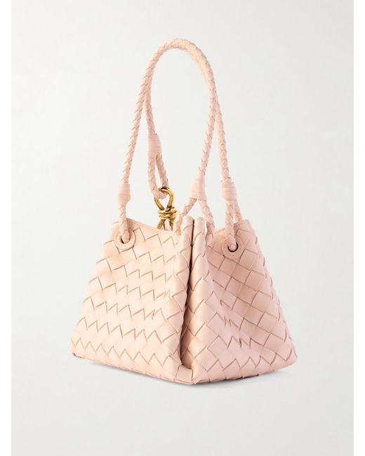 Bottega Veneta Pink Parachute Kleine Schultertasche Aus Intrecciato-Leder