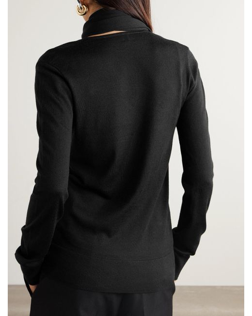 Totême  Black Draped Wool And Silk-Blend Sweater