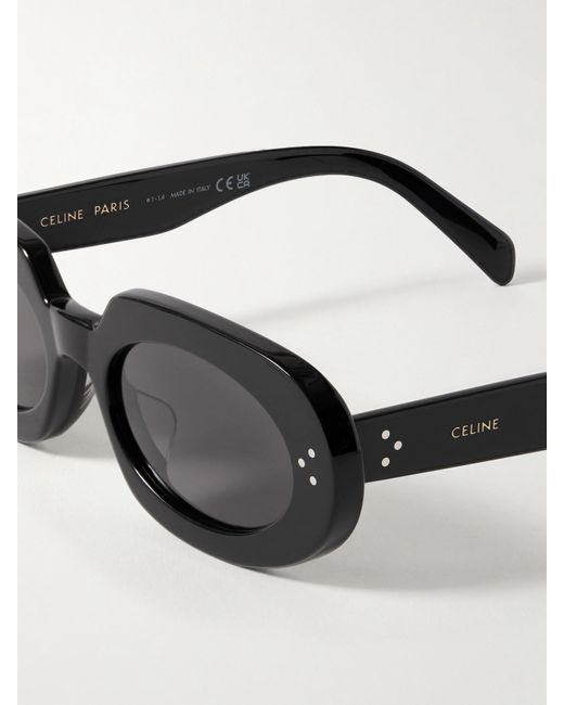 Céline Black Bold Oval-Frame Acetate Sunglasses