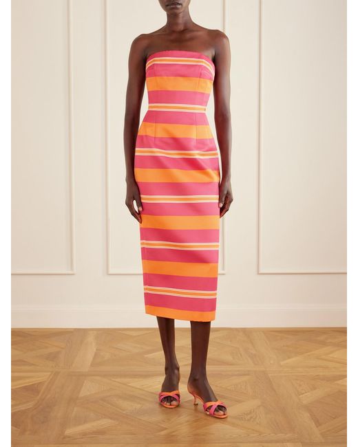 Manolo Blahnik Pink Emilia Wickstead Callamu 50 Striped Grosgrain Mules