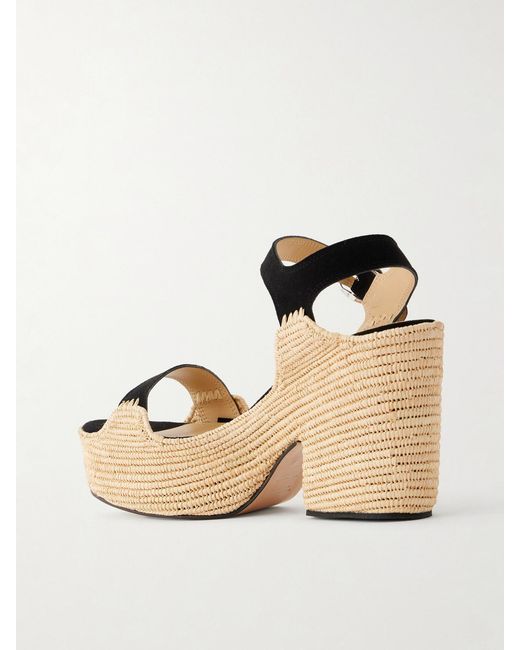 Gabriela Hearst Natural Sardis 100 Raffia-Trimmed Suede Sandals