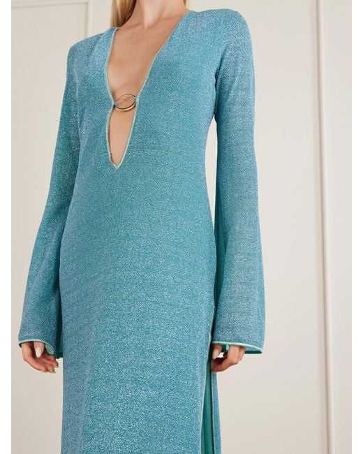 Oseree Blue Lumière Metallic Stretch-Knit Kaftan