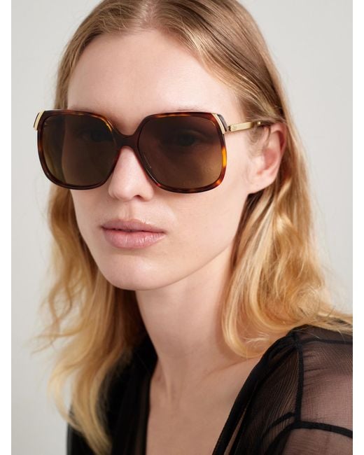 Chloé Brown Aly Square-Frame Acetate And-Tone Sunglasses