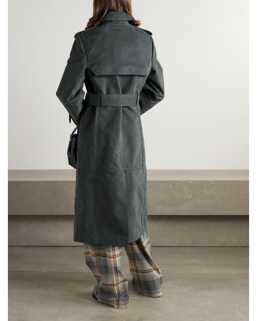 Burberry Gray Belted Double-Breasted Cotton-Blend Twill Trench Coat