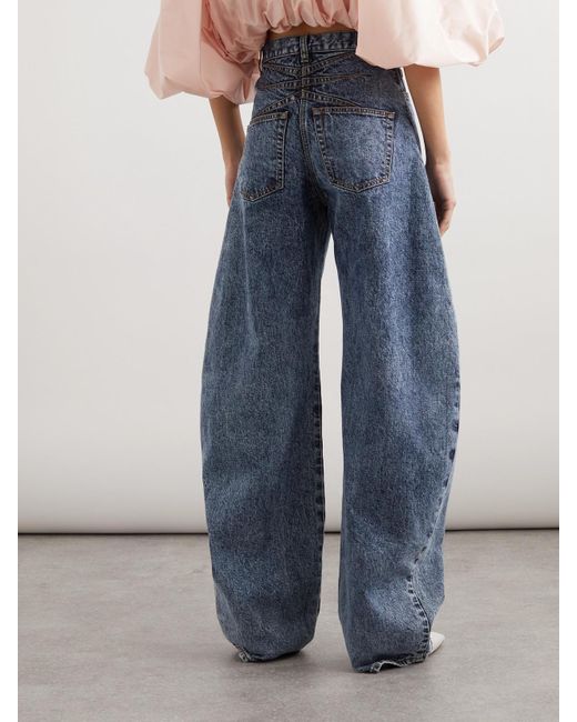 Alaïa Blue Acid-Wash High-Rise Barrel-Leg Jeans
