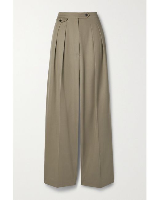 The Row Marcellita Pleated Wool-twill Wide-leg Pants in Natural | Lyst