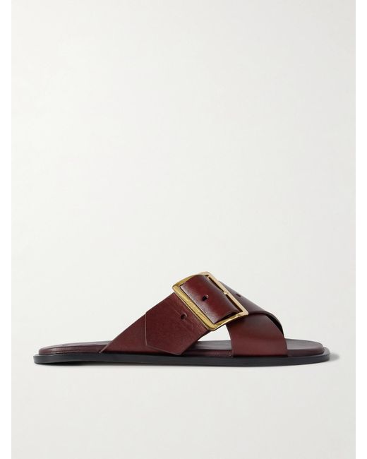 Loewe Brown Petal Leather Sliders