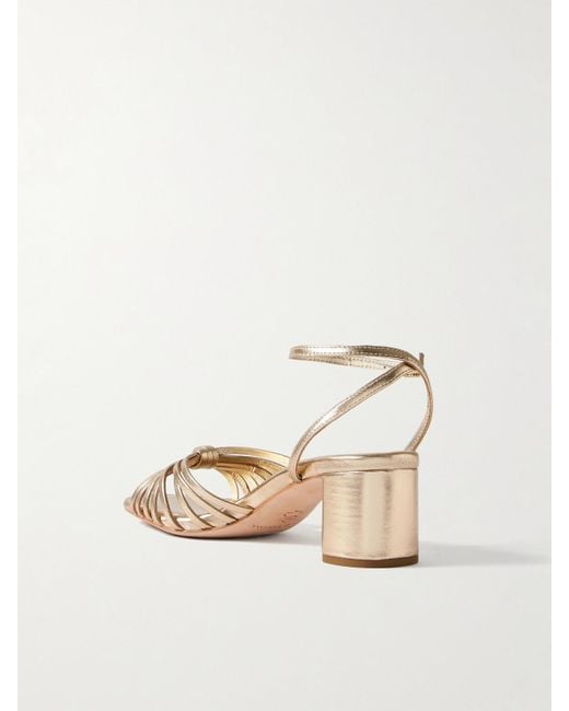 Loeffler Randall Natural Net Sustain Olivia Sandalen Aus Metallic-Leder Mit Knoten