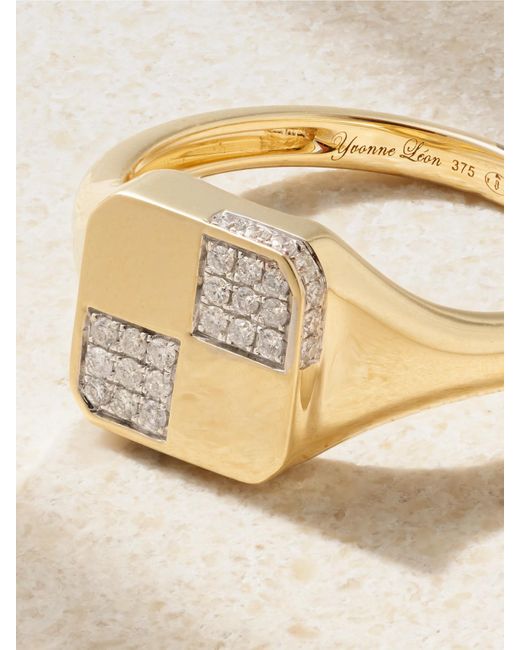 Yvonne Léon Natural 9-Karat Diamond Signet Ring