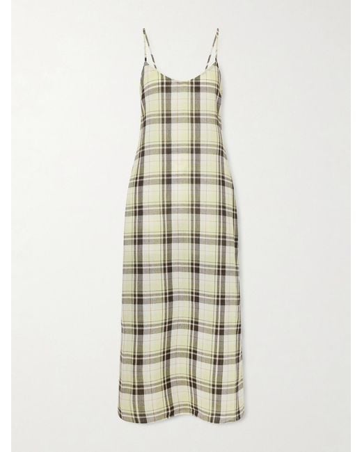 Proenza Schouler White Evelyn Tie-Back Checked Crinkled-Voile Maxi Dress