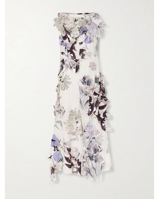 Altuzarra White Carrol Floral-Print Silk-Crepe Midi Dress