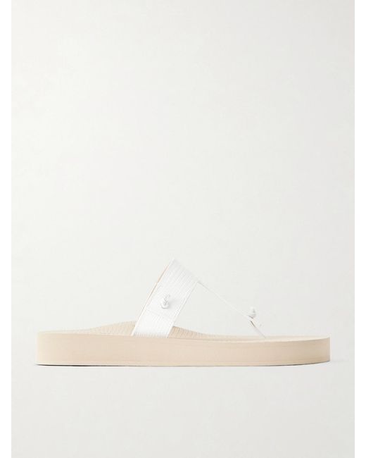 Christen Natural Edge Lizard-Effect Leather Flip Flops