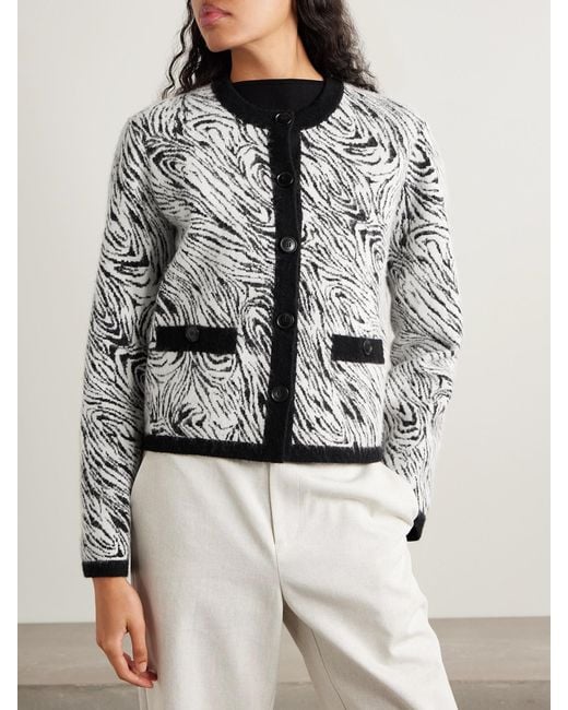 Proenza Schouler Gray Amina Brushed Jacquard-Knit Cardigan