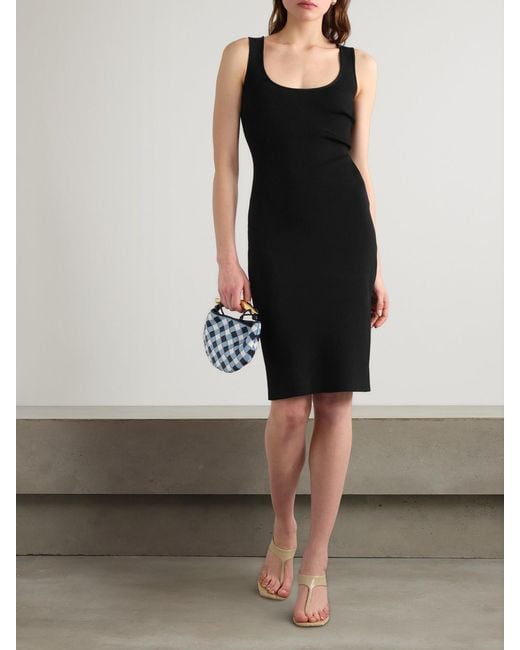 Bottega Veneta Black Chain-Embellished Ribbed-Knit Dress