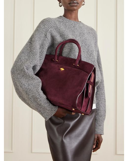 Metier Red Private Eye Medium Suede Tote