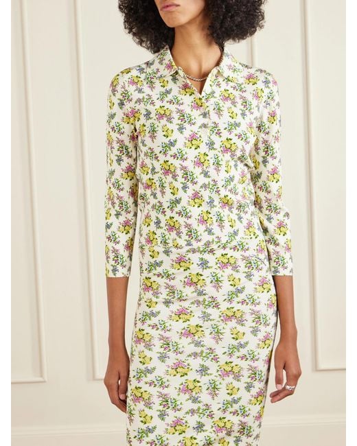 Dolce & Gabbana Metallic Floral-Print Ribbed-Knit Polo Shirt