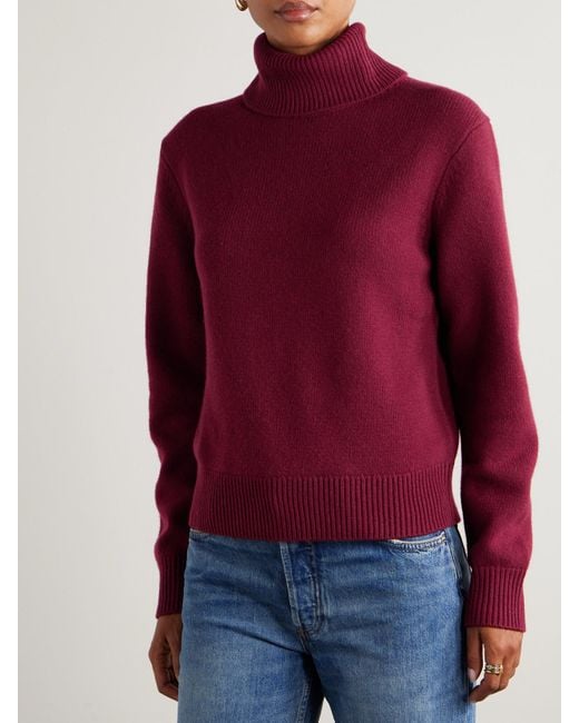 Anine Bing Red Idra Wool And Cashmere-Blend Turtleneck Sweater