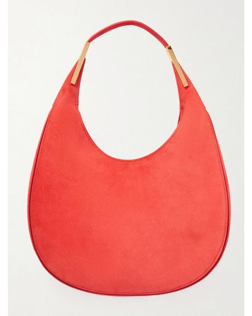 SAVETTE Red Florence Small Suede Shoulder Bag