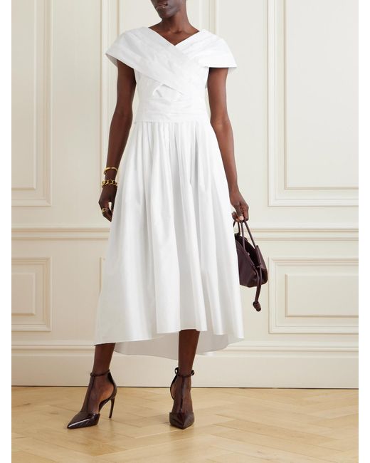 Adam Lippes White Wrap-Effect Cotton-Poplin Midi Dress