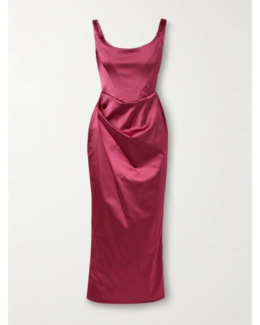 Vivienne Westwood Red Suzie Draped Satin Midi Dress