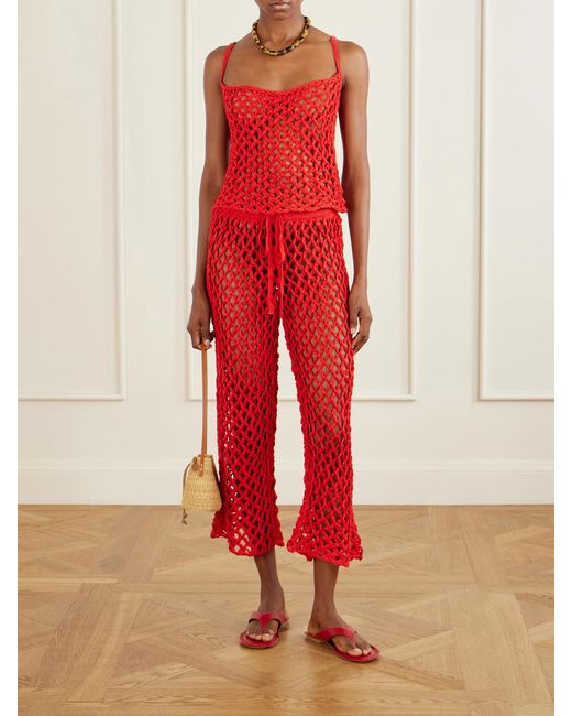 Haight Red Clara Open-Knit Tank