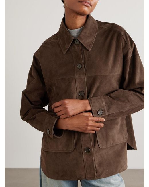 Arma Brown Kaylee Oversized Paneled Suede Jacket