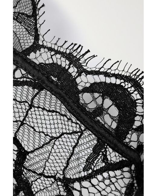 KIKI DE MONTPARNASSE Nudite silk-blend satin and corded lace-trimmed mesh  thong bodysuit