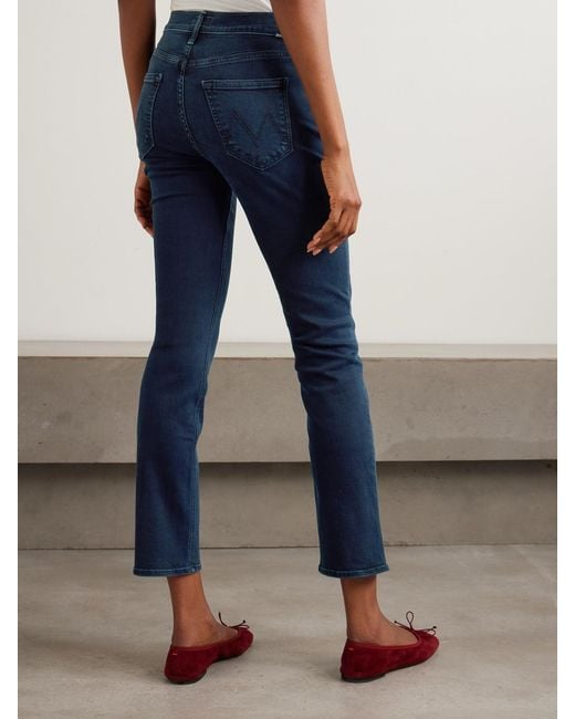 Mother Blue The Dazzler Ankle Mid-Rise Slim-Leg Jeans