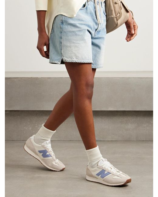 New Balance White 471 Leather And Shell-Trimmed Suede And Mesh Sneakers