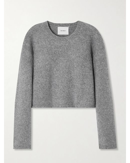 Lisa Yang Gray Hazelle Cropped Cashmere-Blend Sweater