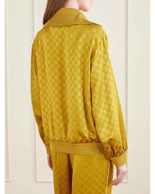 Gucci Yellow Satin-Jacquard Track Jacket