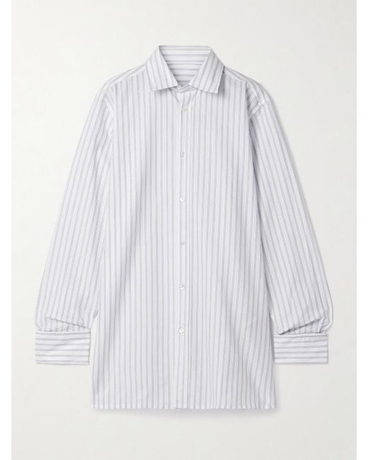 Maison Margiela White Oversized Striped Cotton Shirt