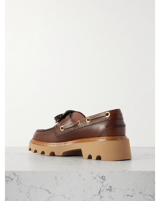 Roger Vivier Brown Viv Ranger Buckled Leather Boat Shoes