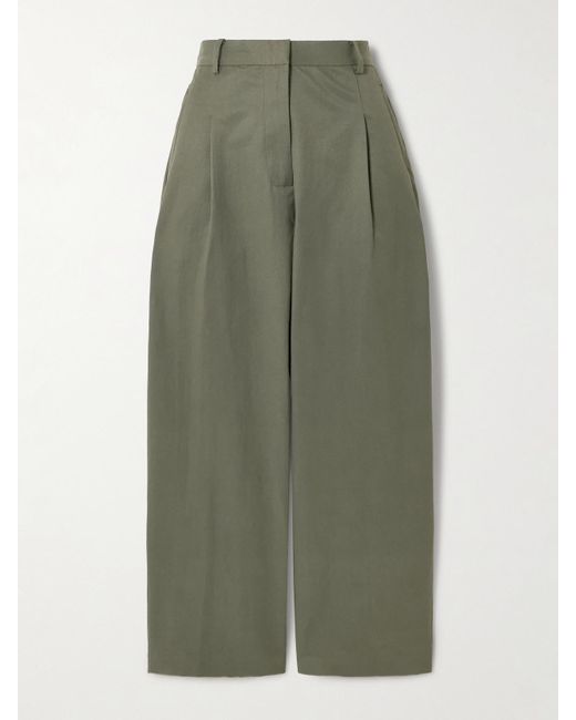 St. Agni Green Bundfaltenhose Aus Einer Baumwollmischung