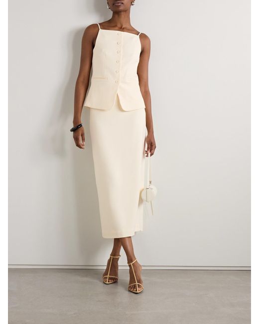 Staud Natural Smith Crepe Midi Skirt