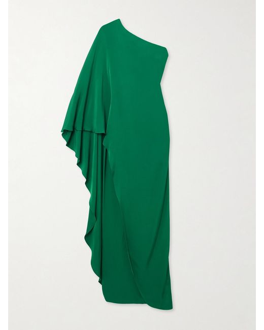 Tom Ford Green Asymmetric One-Shoulder Crepe Dress