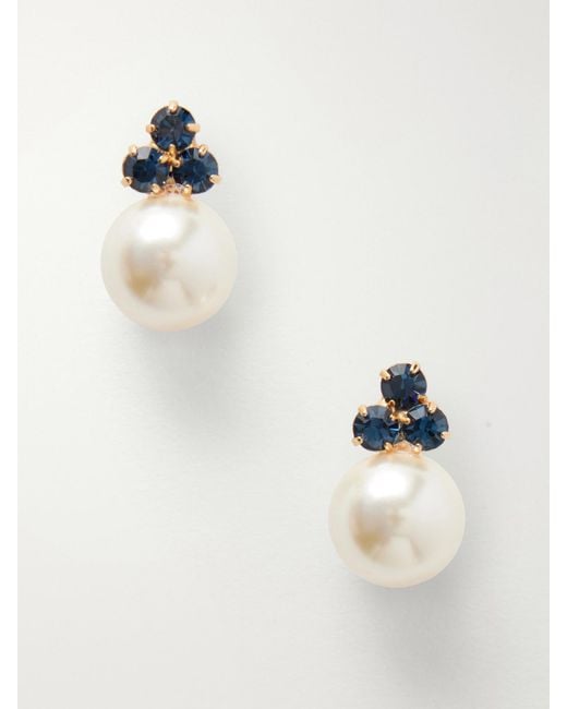 Jennifer Behr White Belen-Tone, Sapphire And Pearl Earrings