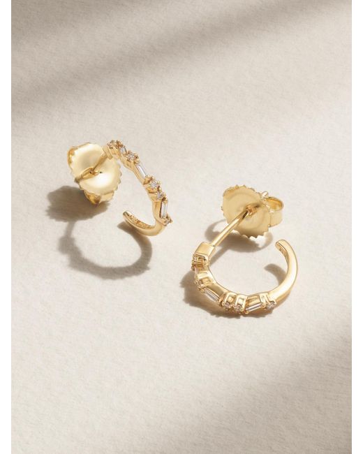 Suzanne Kalan Metallic 18-Karat Diamond Hoop Earrings