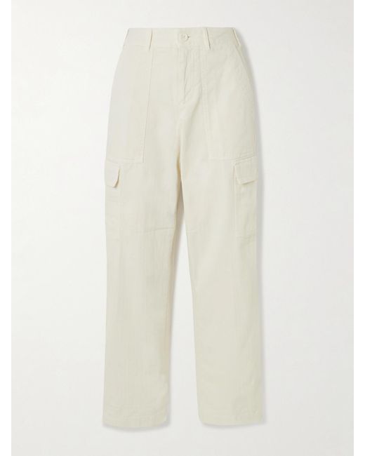 James Perse White Cargohose Aus Einer Baumwollmischung Mit Fischgratmuster