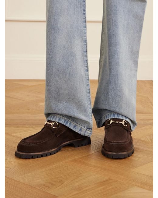 Gucci Brown Sylke Horsebit-Detailed Suede Ankle Boots