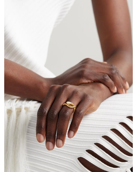 Ole Lynggaard Copenhagen Natural Small Snakes 18-Karat Diamond Ring